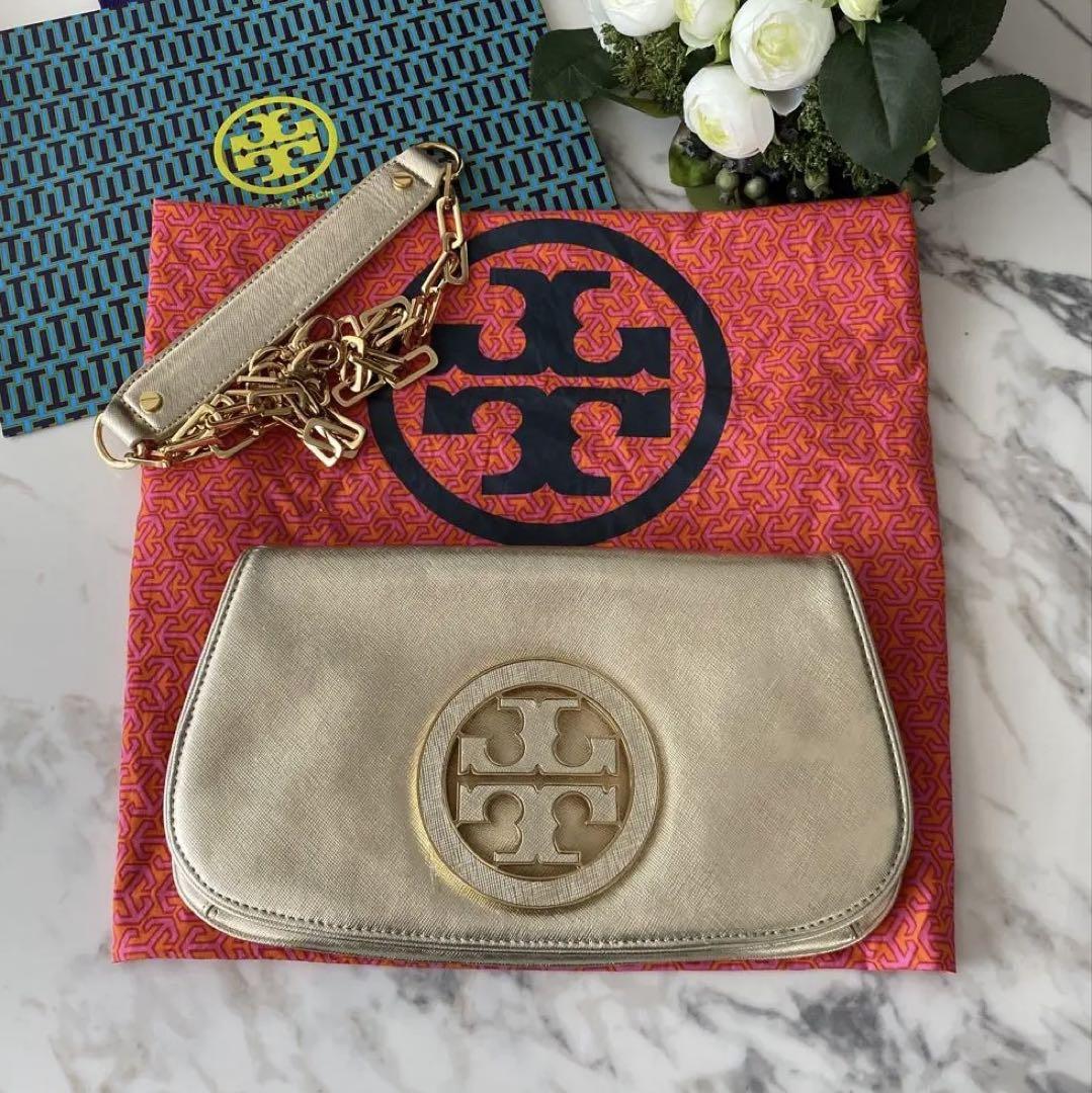 TORY BURCH 2WAY クラッチ ショルダー メタリックゴールド 希少