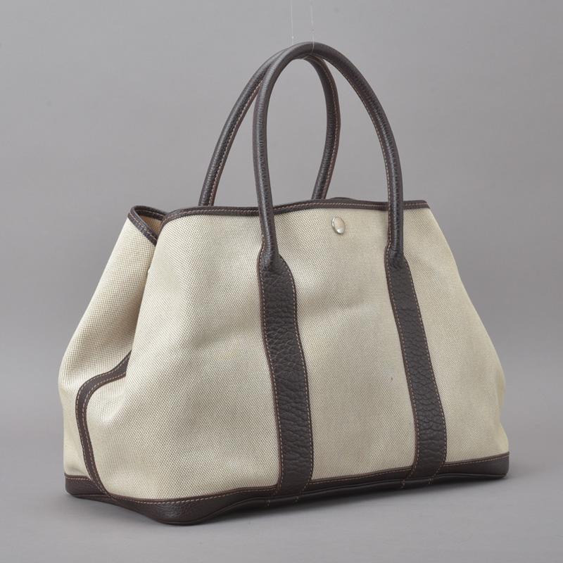 美品◇エルメス ガーデンパーティPM トートバッグ トワルアッシュ ナチュラル