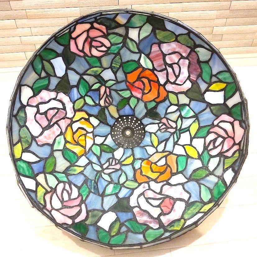 薔薇 ステンドグラスランプ