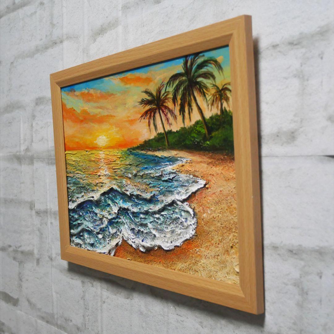 油絵 油彩 油彩画 絵 絵画【夕日の海辺】 - メルカリ