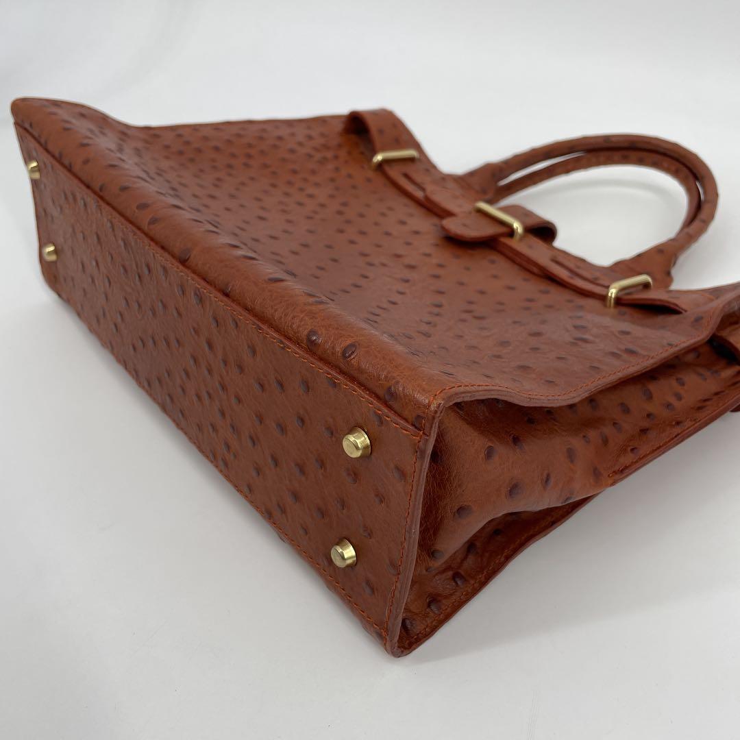 未使用★FURLA 型押しオーストリッチレザー ハンドバッグ★ ベージュ 中型 ☆未使用☆FURLA☆フルラ☆レザートートバッグ☆オーストリッチ