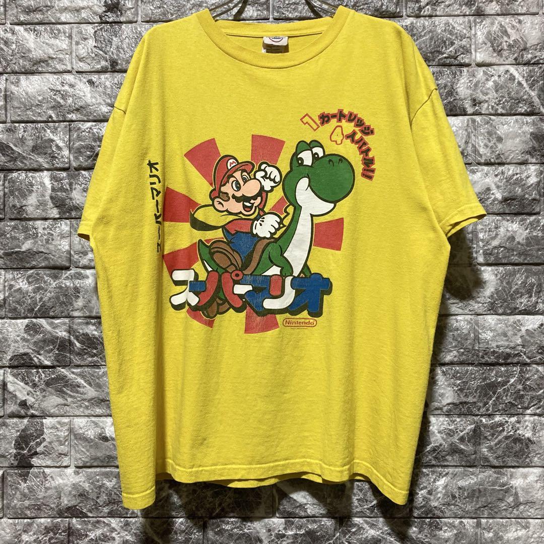 【在庫あり】 MARIO 希少 Tシャツ 黄色 L 古着 VINTAGE スーパー マリオ トップス