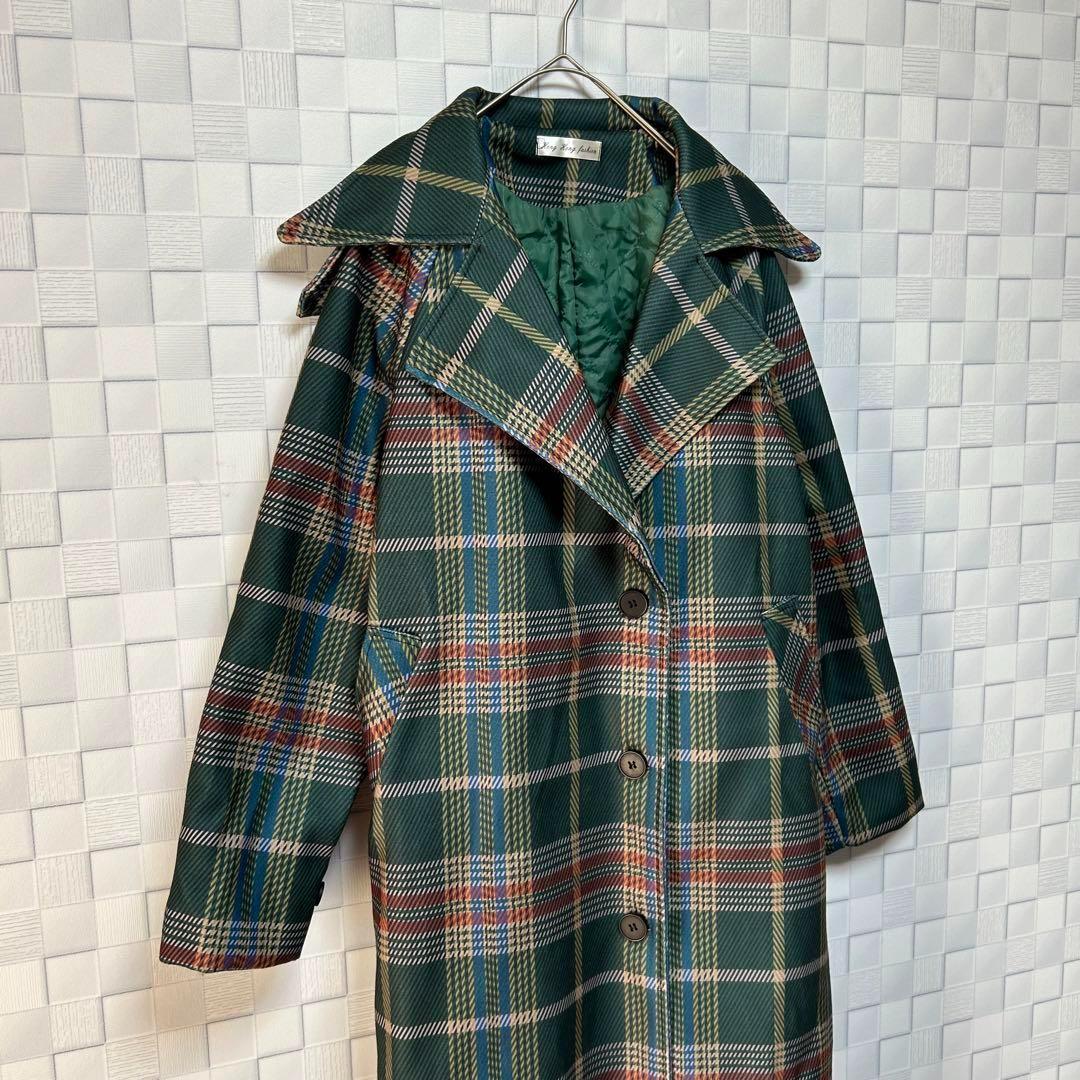 Hong Hong fashion チェスターコート チェック柄 ベルベット