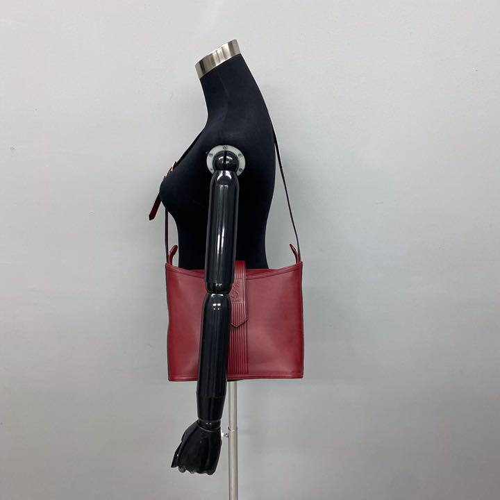公式 極 美品 レア イヴサンローラン YSLロゴ レザー ショルダーバッグ レッド. - ショルダーバッグ