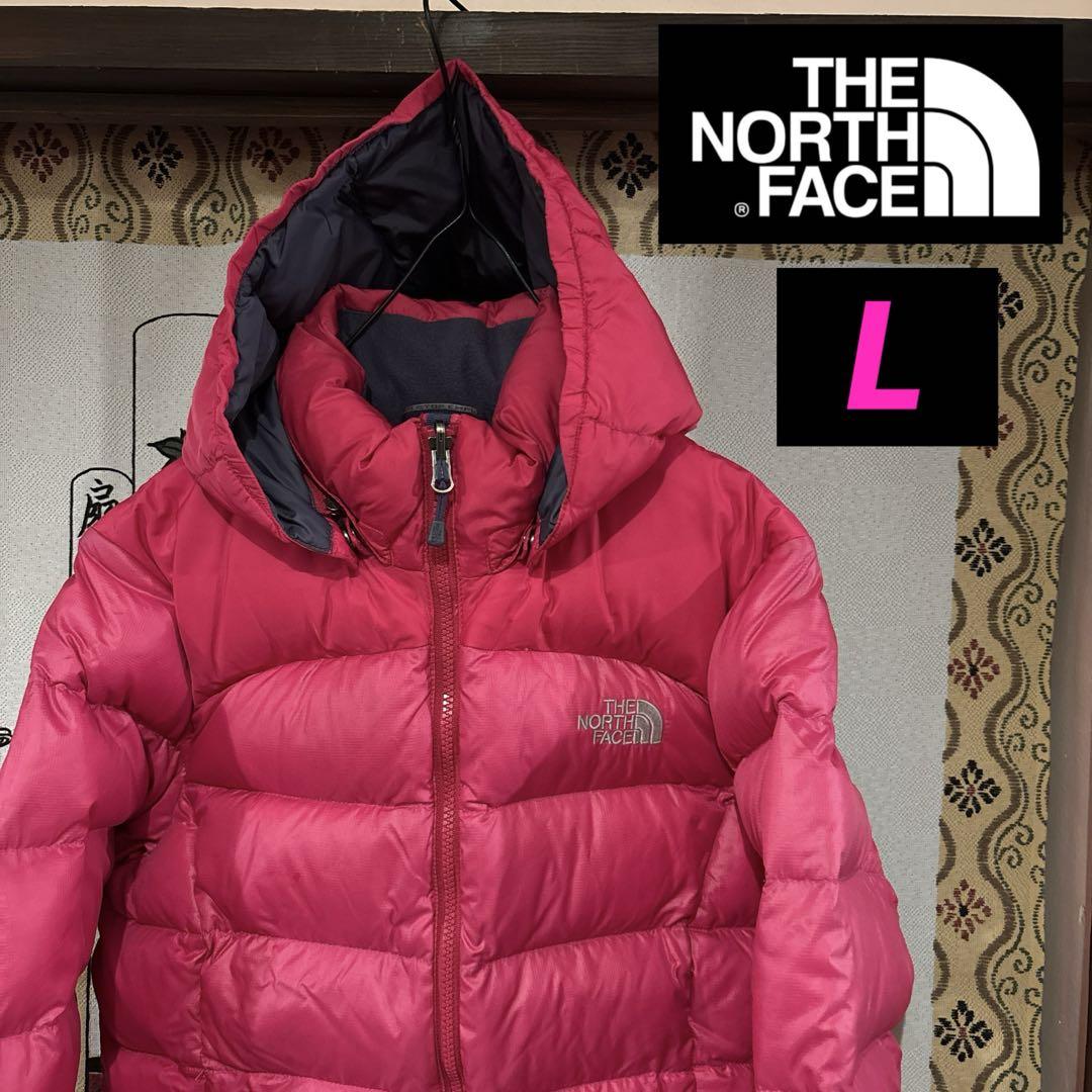 【美品】 THE NORTH FACE フードダウン レディースL ピンク