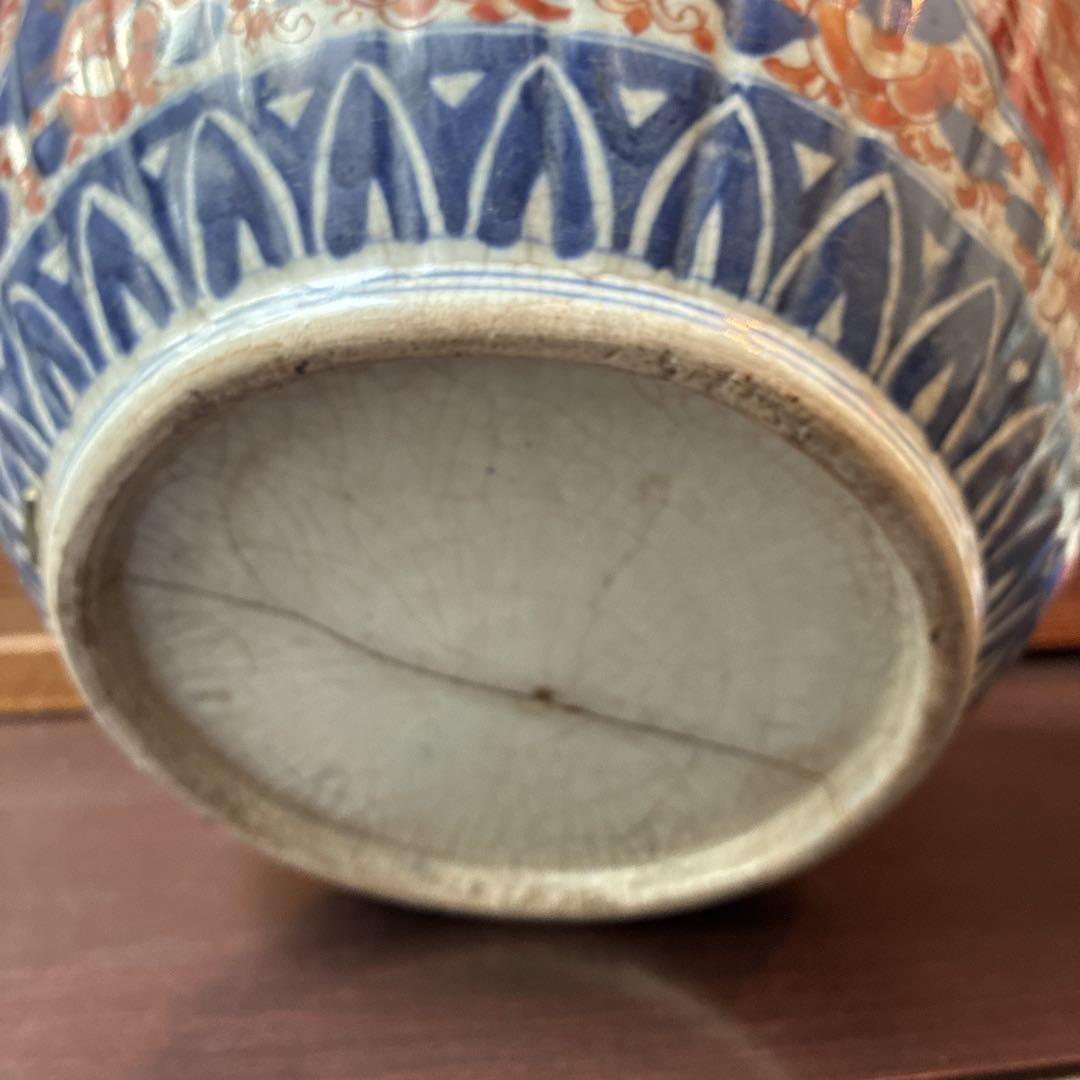 江戸時代参考品　古伊万里　色絵　大鉢　鎹直し　かすがい