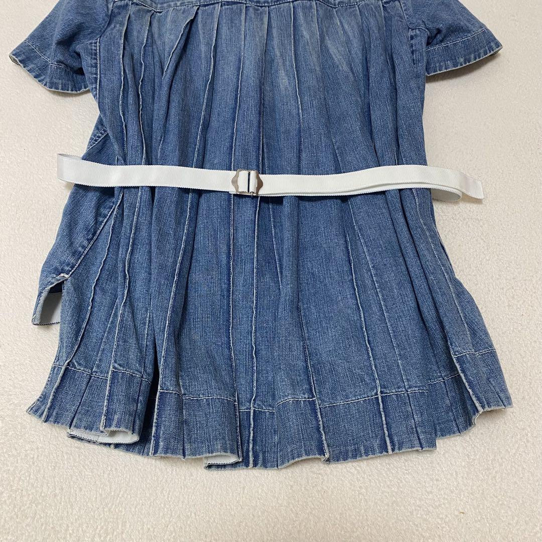 sacai サカイ カットソー ブラウス 半袖 デニム地 プリーツ リボン sacai サカイ カットソー ブラウス 半袖 デニム地 プリーツ リボン