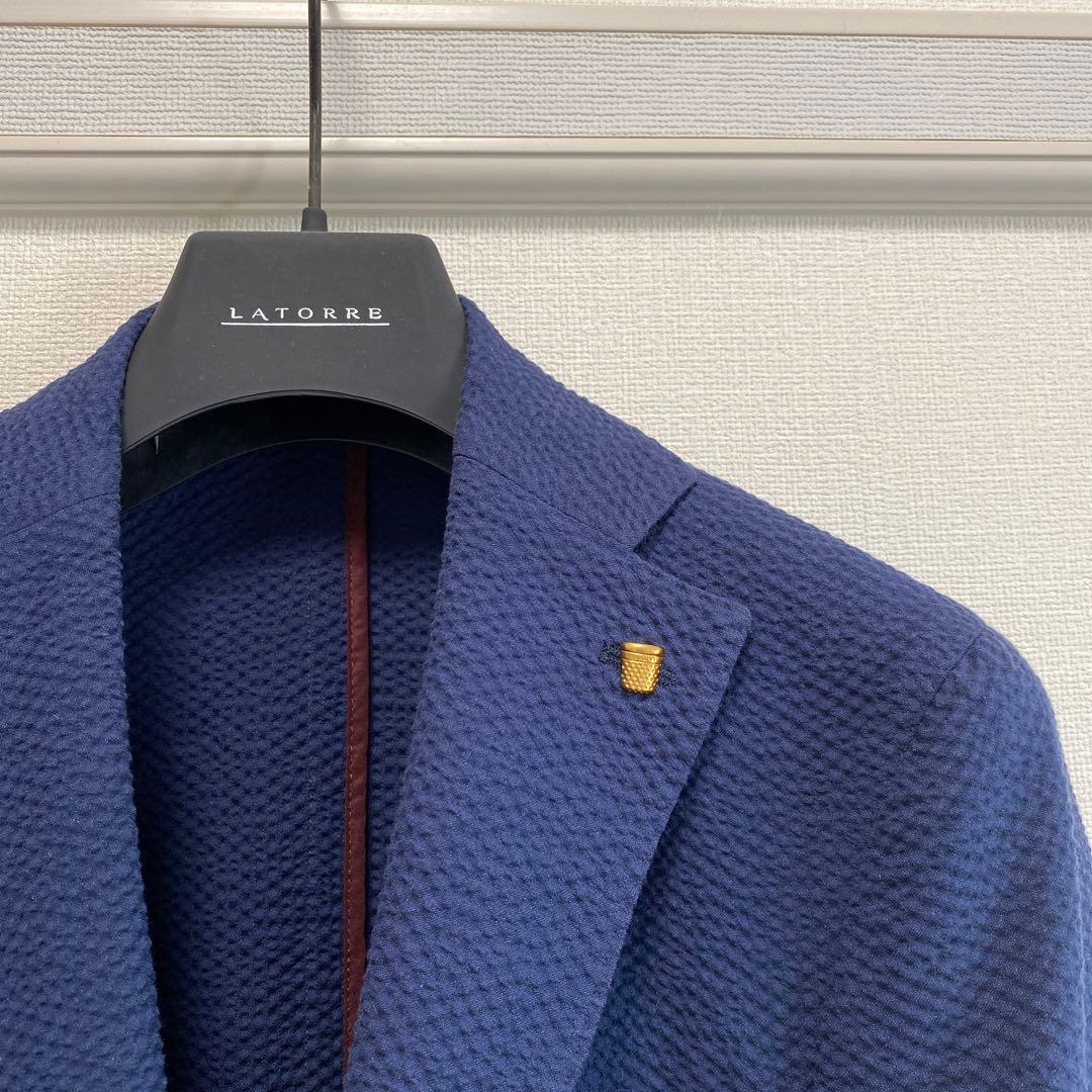 近年モデル　LATORRE シアサッカー 春 夏 高級 サマージャケット 近年モデル LATORRE シアサッカー 春 夏 高級 サマージャケット