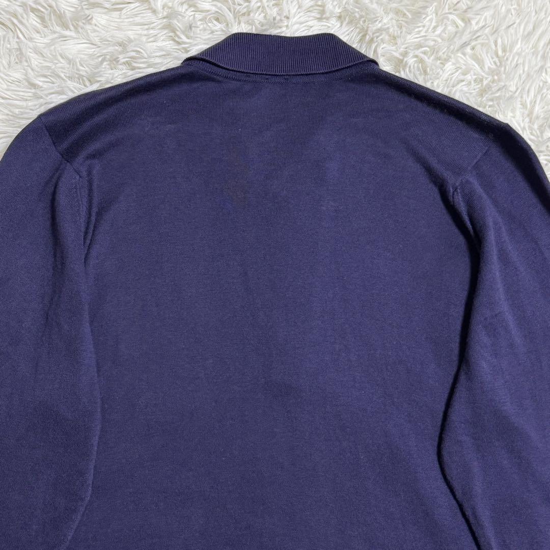 希少】JOHN SMEDLEY ニットポロシャツ S パープル 長袖 コットン