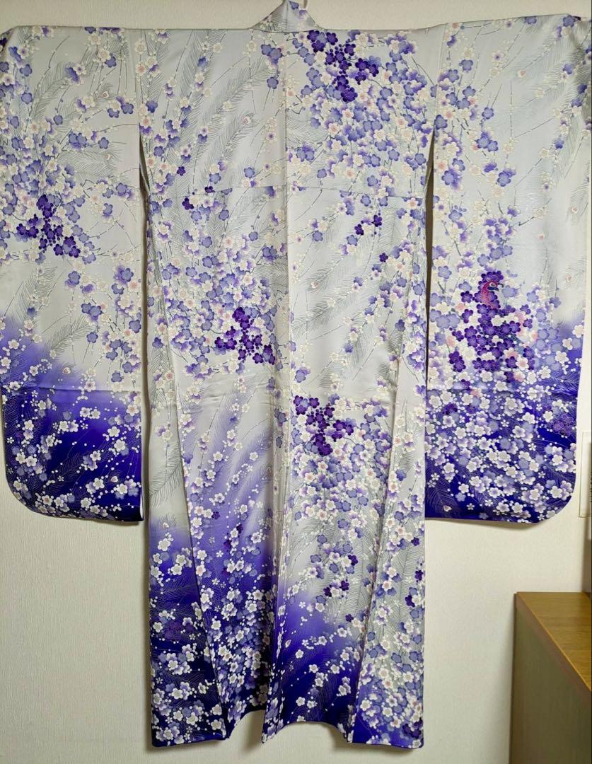振袖6点セット　紫　身丈162cm sMH15 アンティーク】振袖レンタル フルセット 紫地菊花鳳凰文 Sサイズ