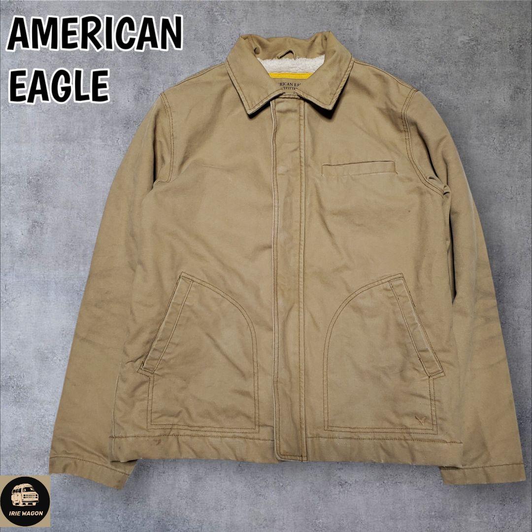 【AMERICAN EAGLE】ダック地裏ボアカバーオール無地フェードM