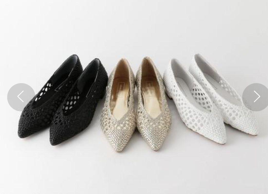 Odette e Odile シルバーメッシュパンプス　24.5 フラット