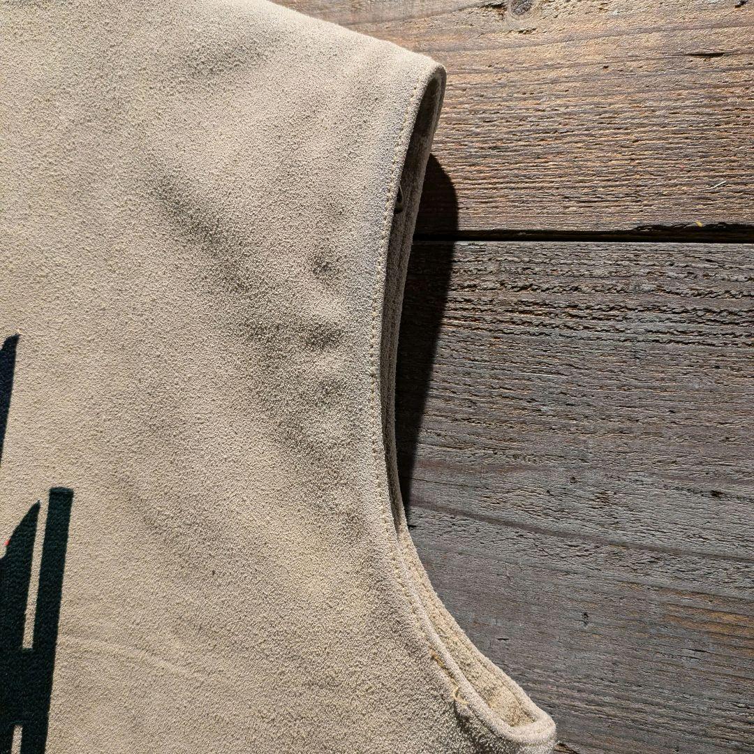 90s　ビンテージ　チマヨ柄　刺繍　牛革　スエード　ベスト　コンチョボタン　茶