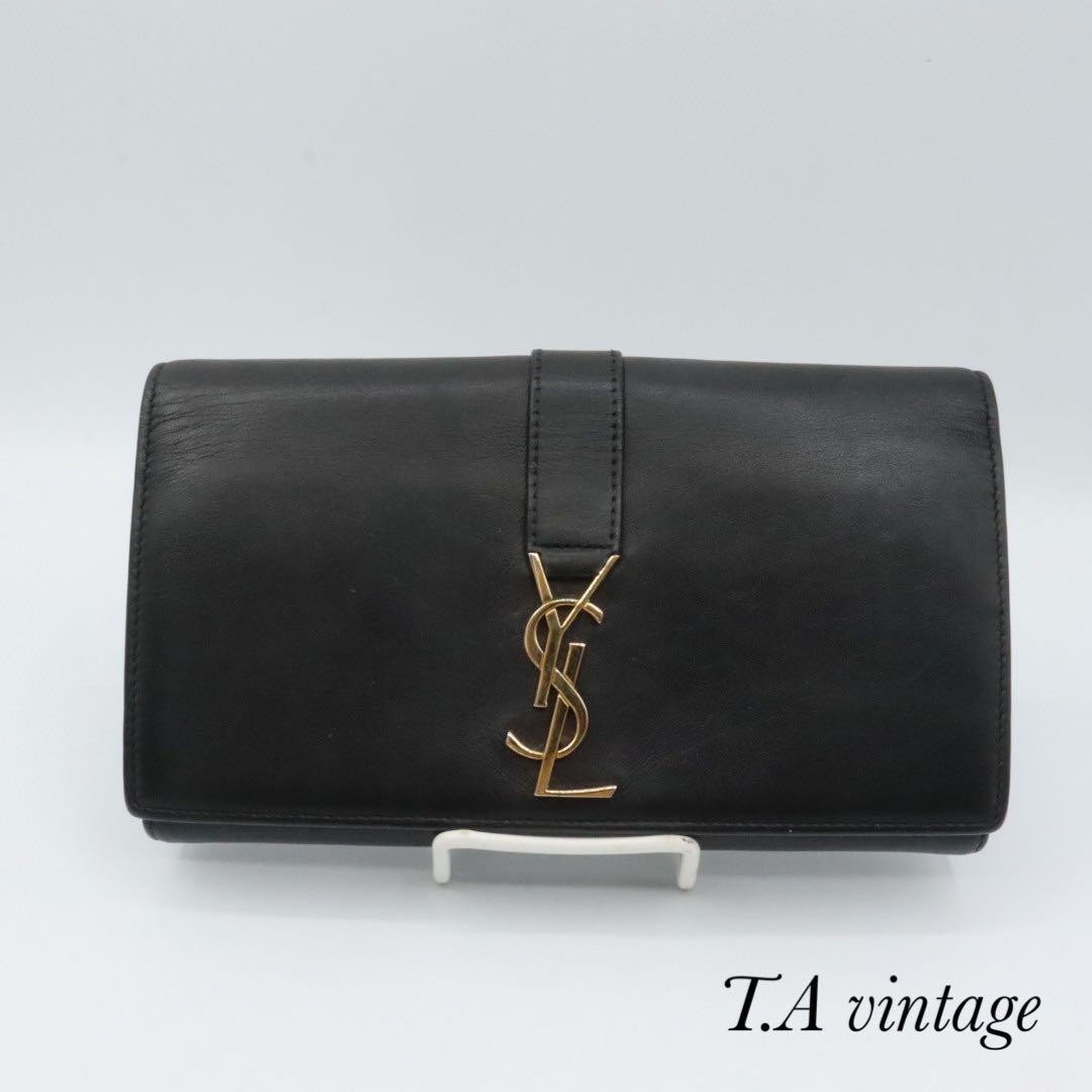SAINT LAURENT PARIS レザー 長財布 サンローランパリ 美品 サンローラン パリ YSL レザー 長財布 ブラック