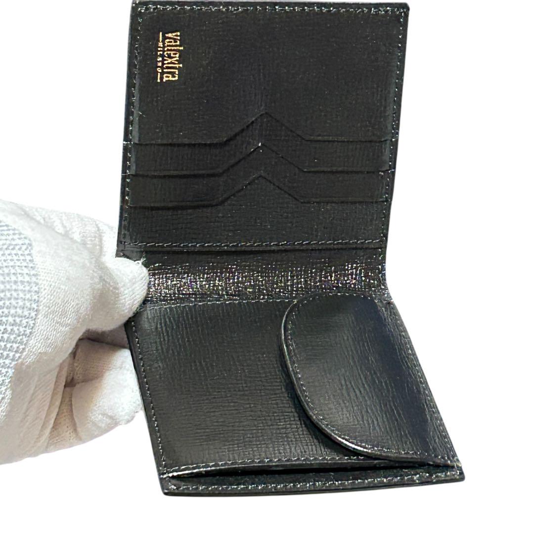未使用 箱付き】valextra ヴァレクストラ 2つ折り財布 レザー 黒