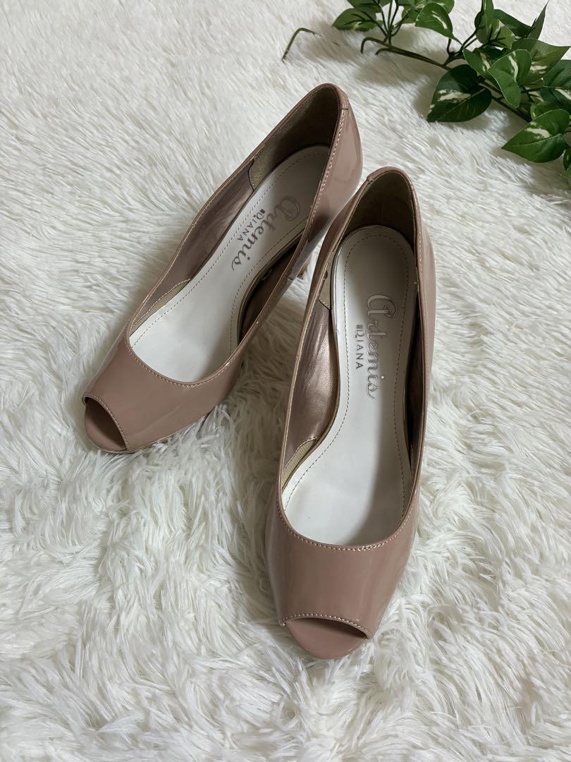 美品　アルテミス　ダイアナ　ベージュ系 オープントゥパンプス　23㎝靴