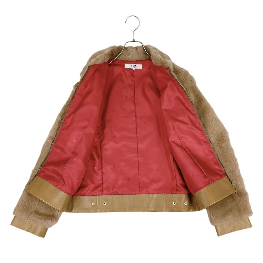 12T405☆ 23区 ブラウン ラビット ファージャケット アウター 秋冬 M