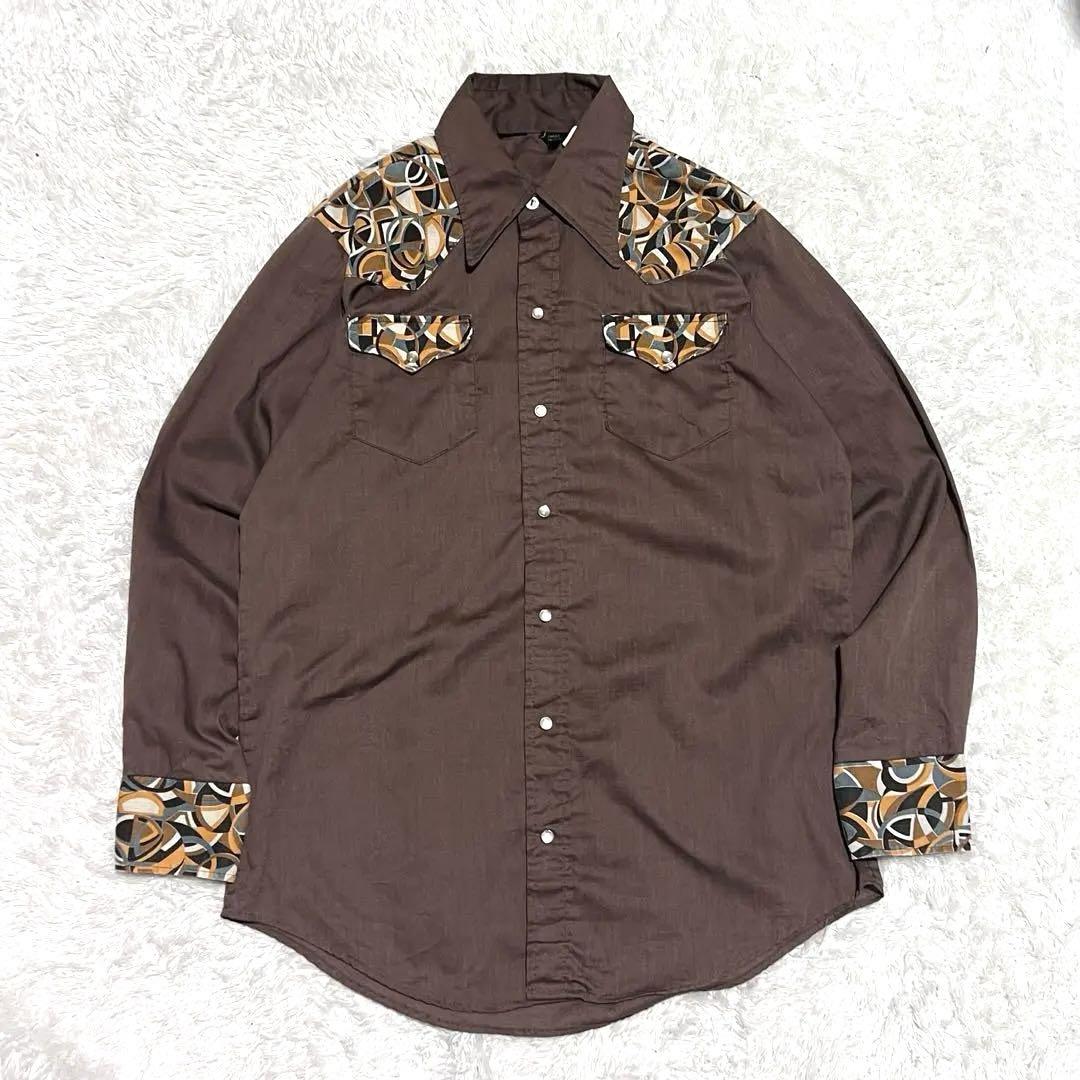 vintage シャツ 70s ウエスタンシャツ 切り替え デザイン 柄シャツ