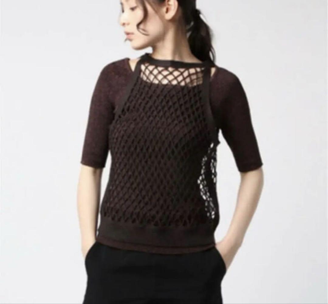 トップス Ameri MEDI CROCHET LAYERED KNIT Ameri（アメリ）の「MEDI CROCHET LAYERED KNIT（ニット