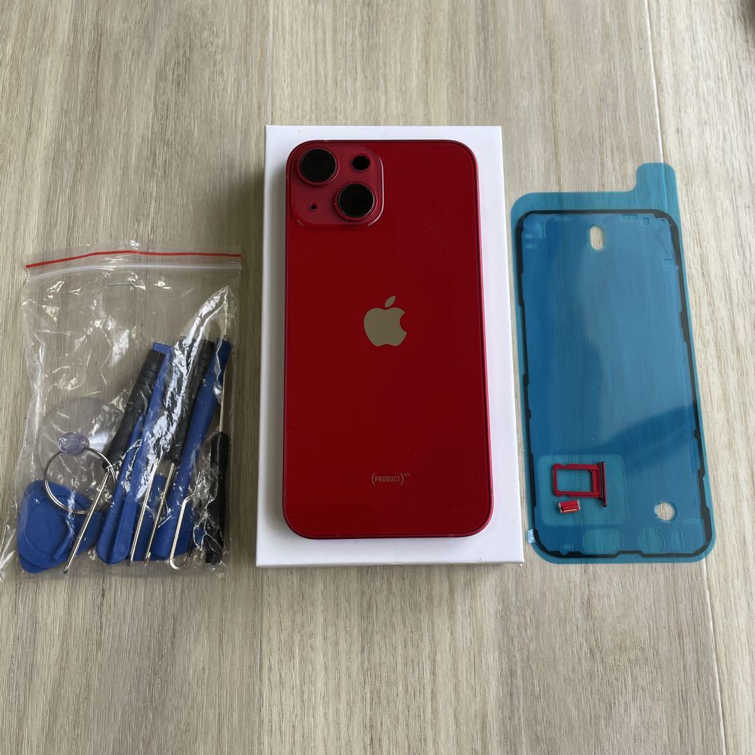 ①【純正☆工具付き】iPhone 13 mini 赤 バックパネル 防水