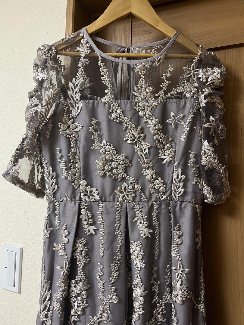 刺繍レース バックリボン パーティードレス 同窓会 二次会 niana