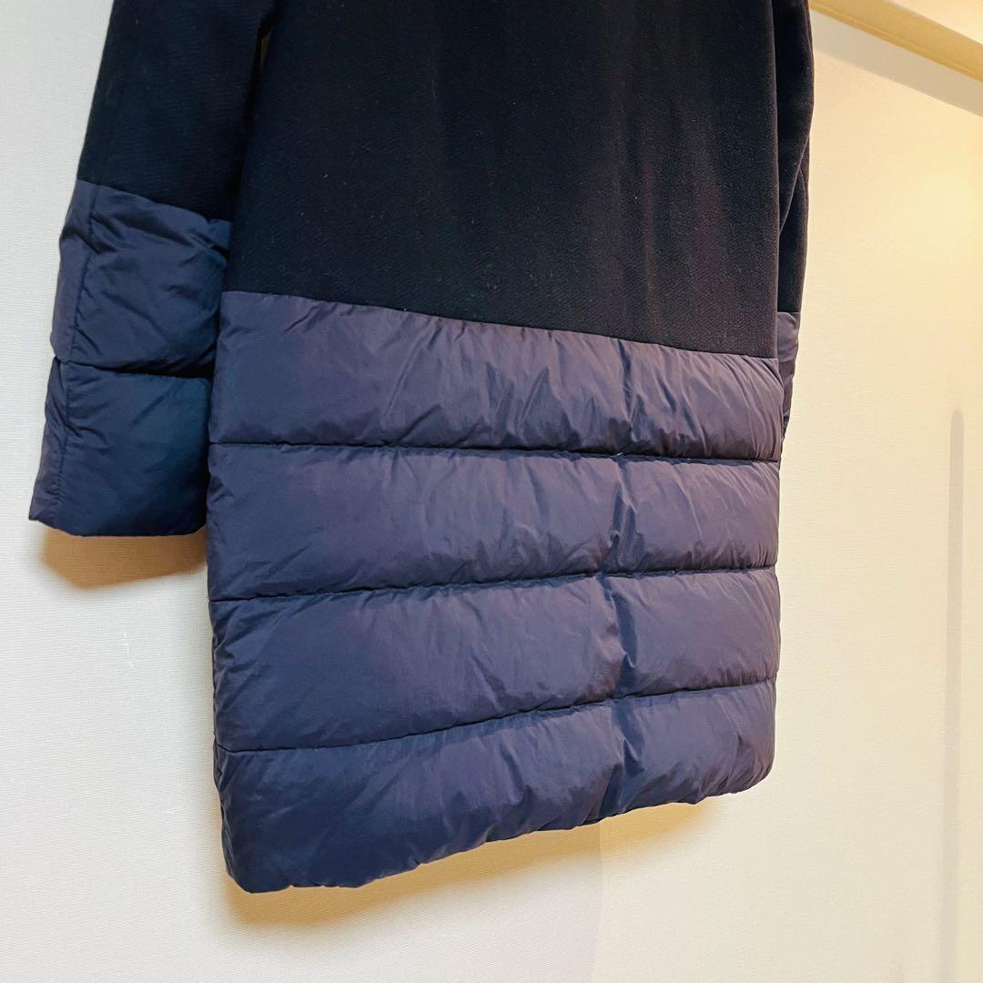 ・ヘルノ HERNO ダウン コート 切替え 38 ネイビー ヘルノ ウール＆ナイロン切り替えダウンコートジャケット PI1214D