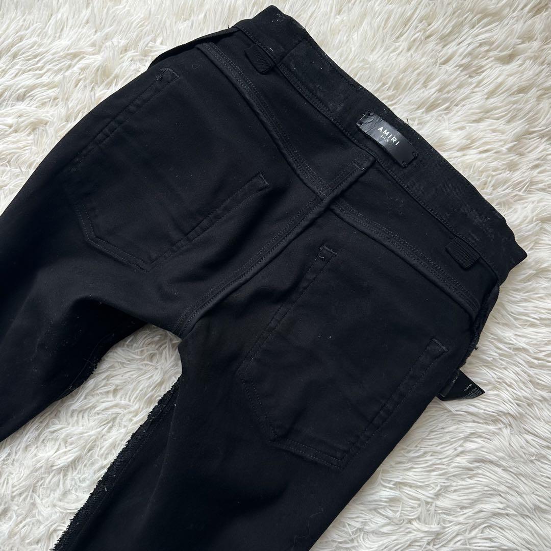 美品　AMIRI　アミリ　グリッター　ラメ　スキニー　ジーンズ　黒　ダメージ