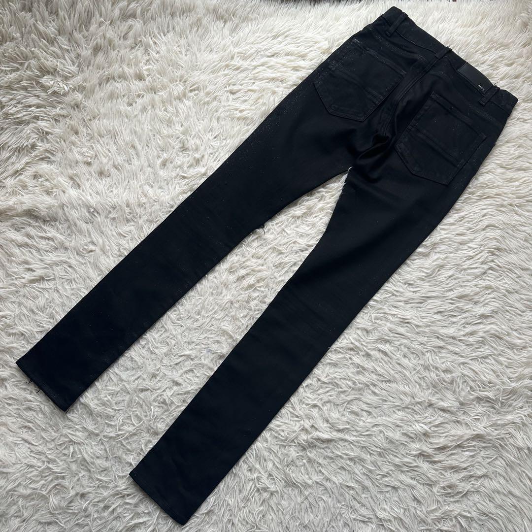 美品　AMIRI　アミリ　グリッター　ラメ　スキニー　ジーンズ　黒　ダメージ