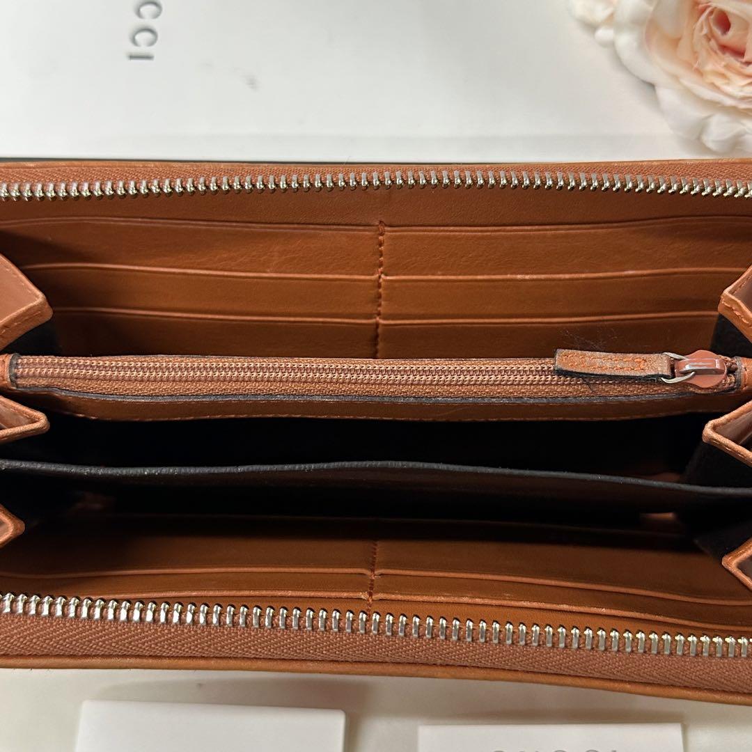 新品同様‼️ グッチ　GUCCI 財布　長財布　シマレザー　ラウンドファスナー
