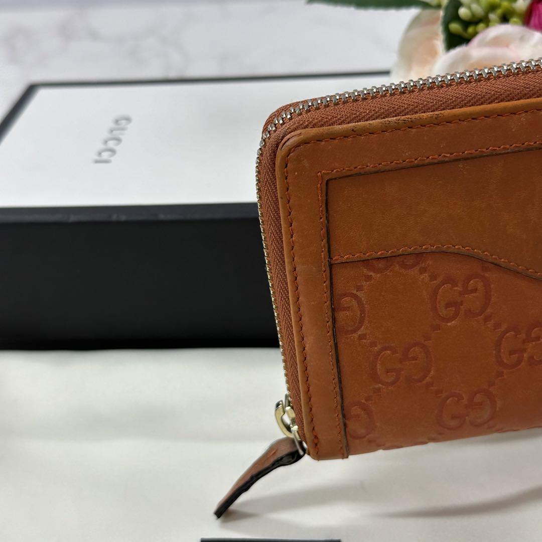 新品同様‼️ グッチ　GUCCI 財布　長財布　シマレザー　ラウンドファスナー