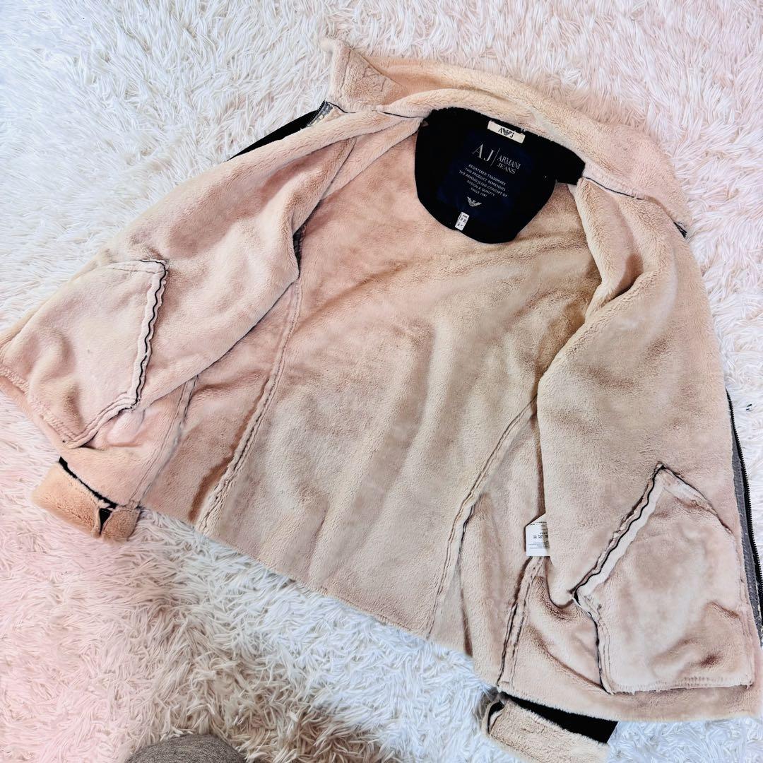 【良品】ARMANI JEANS アルマーニジーンズ フェイクムートン ボア