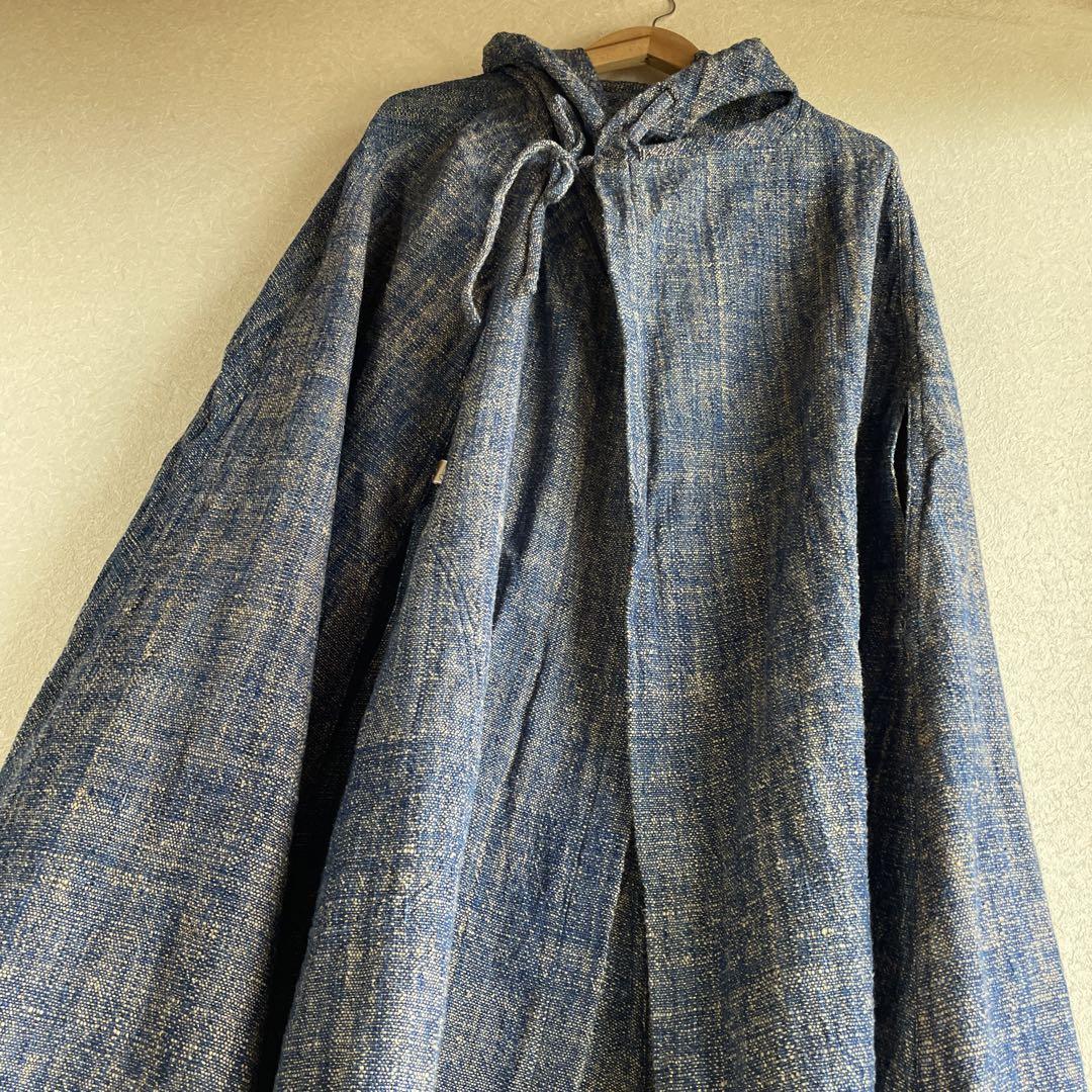 usaato コットン藍染め2wayフード付コート