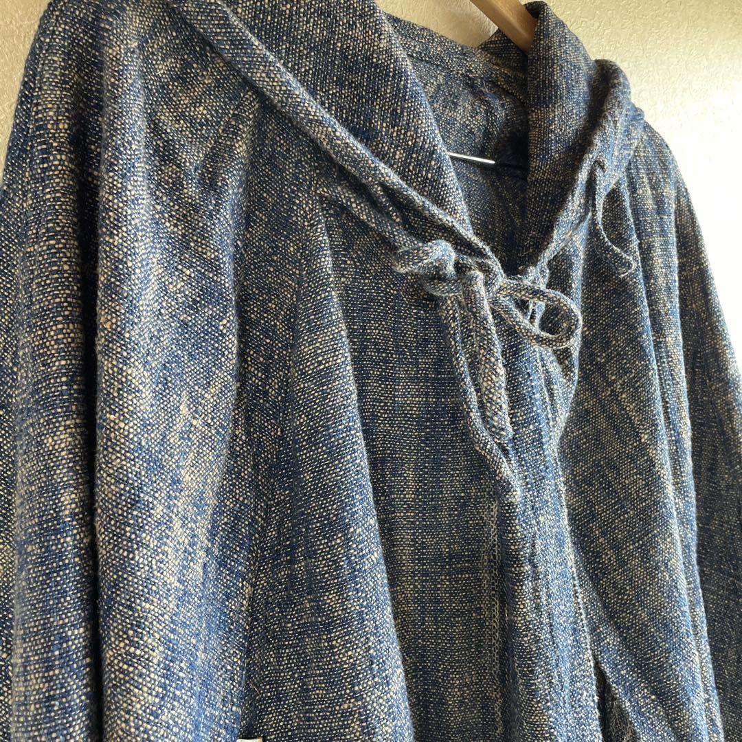 usaato コットン藍染め2wayフード付コート