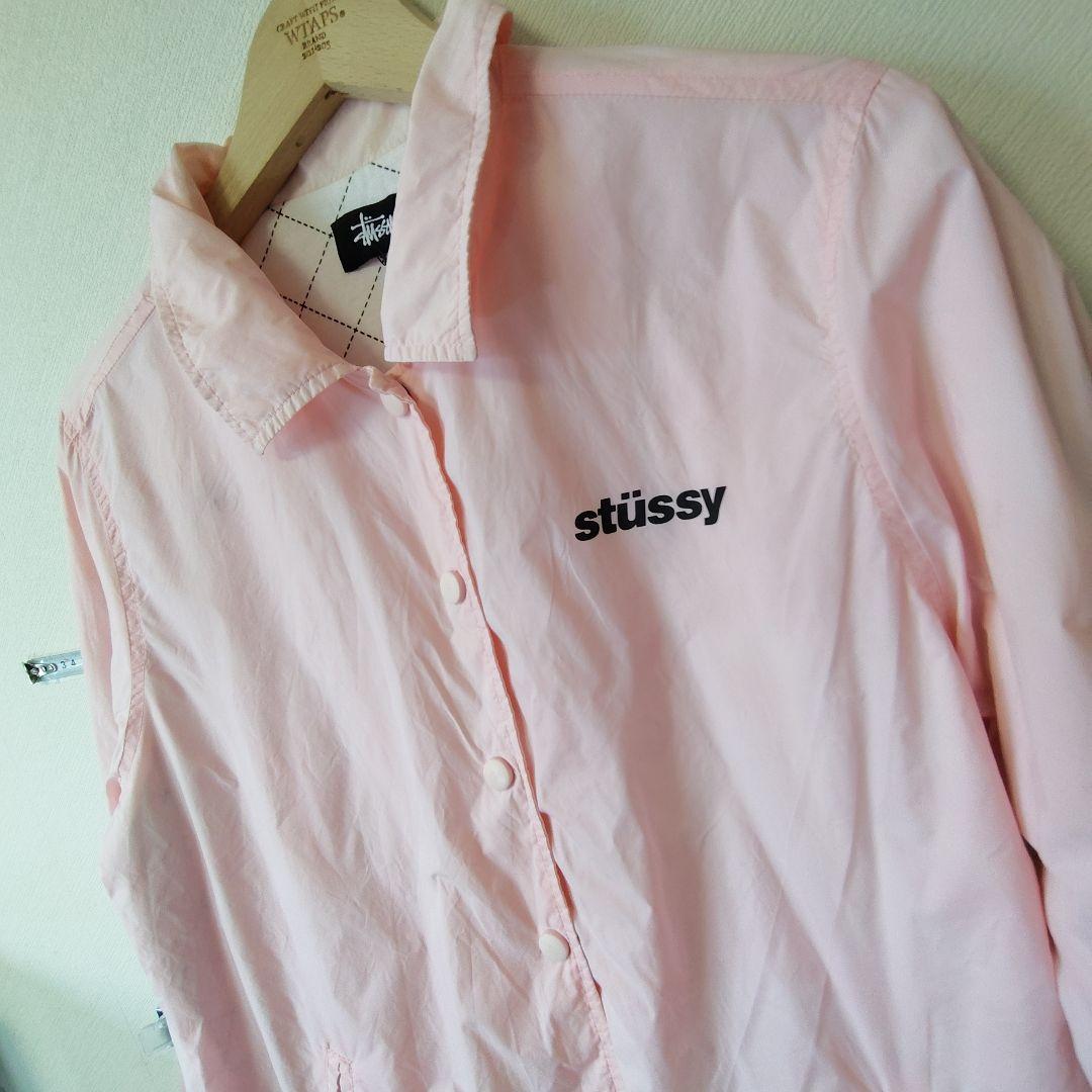 stüssy ピンク ナイロンジャケット コーチジャケット