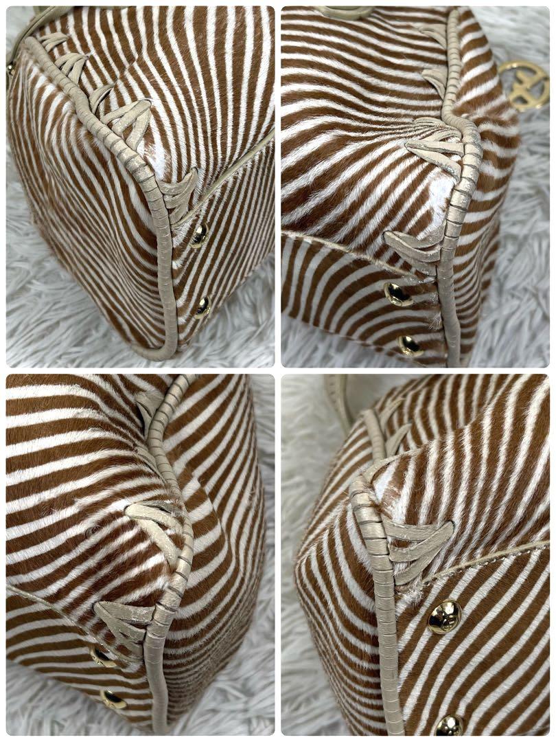 美品‼️GIORGIO ARMANI ハンドバッグ ハラコ ゼブラ柄 ロゴ金具