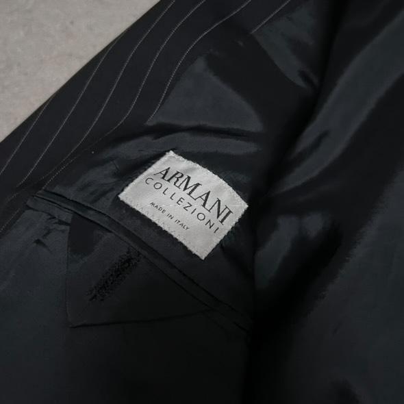 ARMANICOLLZIONI【美品】最高級ライン 黒 ストライプ セットアップ ARMANIストライプセットアップスーツ