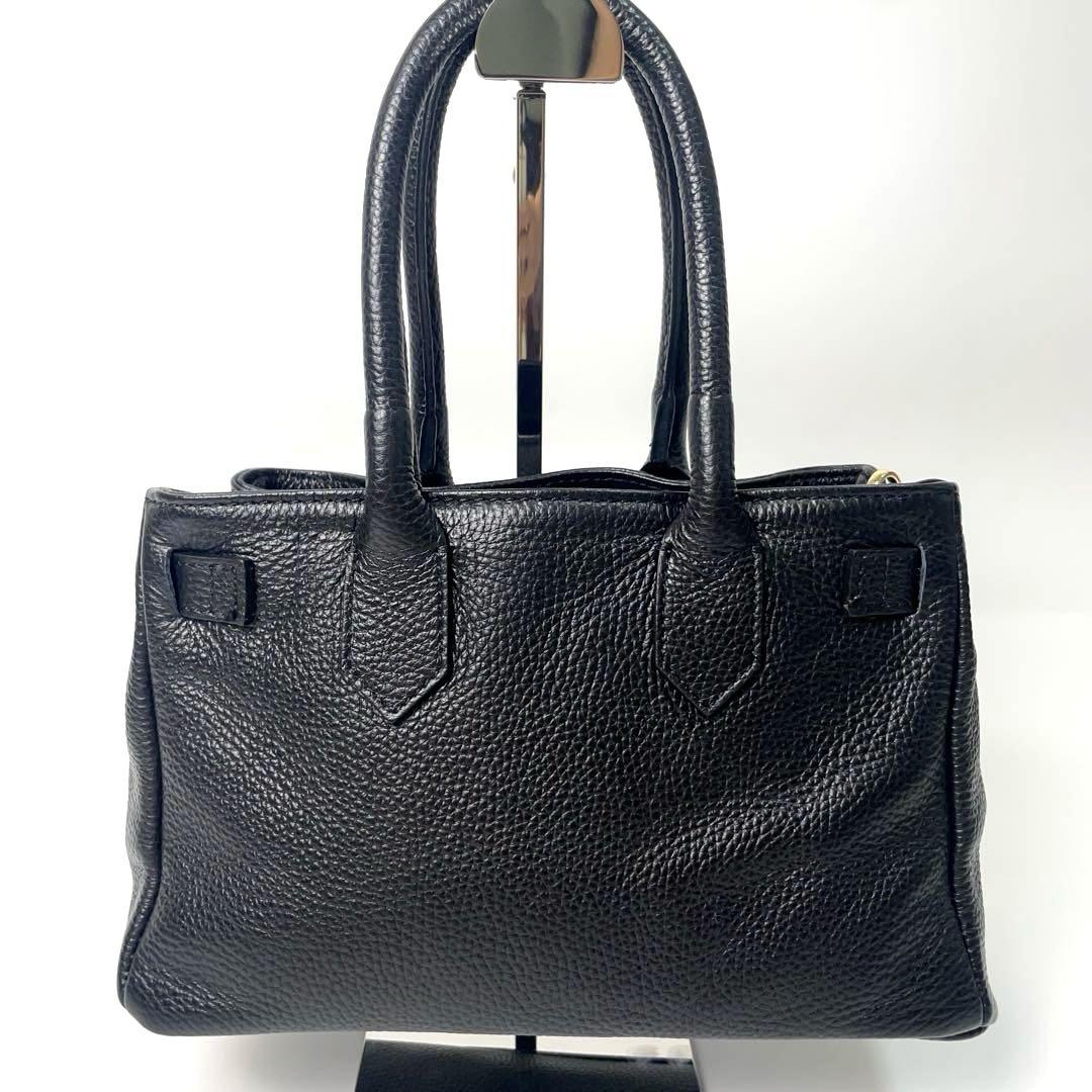 ✨️美品 AULENTTI  ボディバッグ 2way シボ革 ターンロック 黒 極美品】オウレンティ2WAY ハンドバッグ ターンロック シボ革 黒