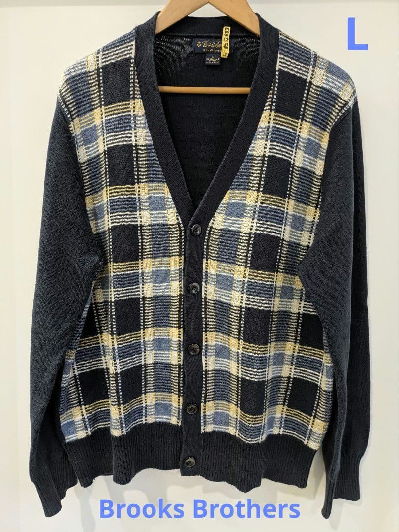 Brooks Brothers チェック柄カーディガン L Used品L・Brooks Brothers