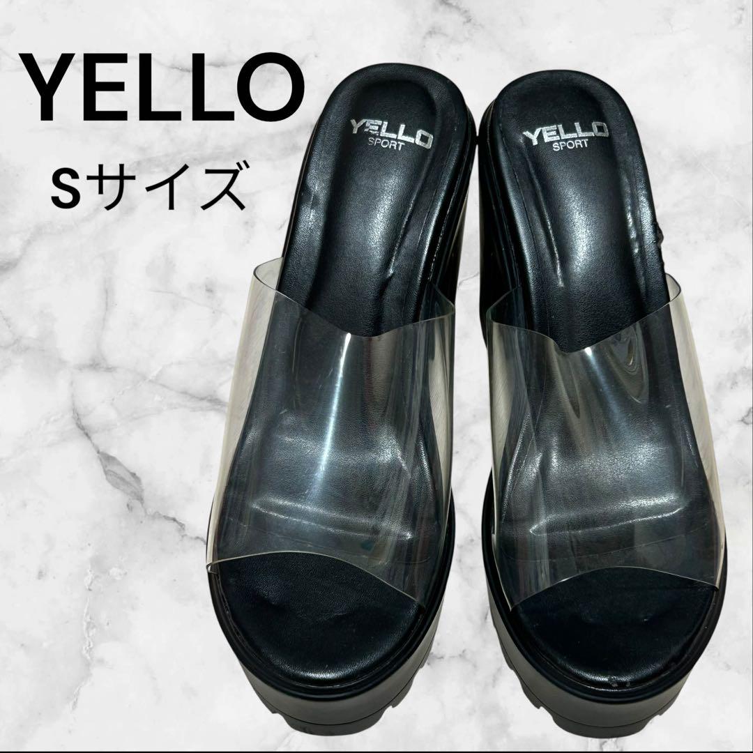 冬ギフト  YELLO プラットフォーム クリアサンダル 厚底サンダル Sサイズ 靴