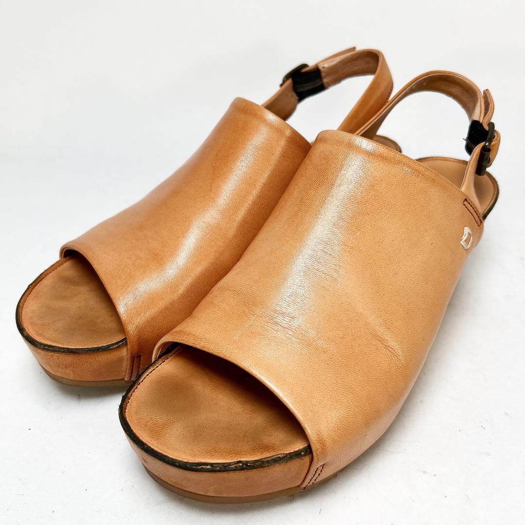【美品】SAYA サヤ L(24) バックストラップサンダル ウェッジソール 茶