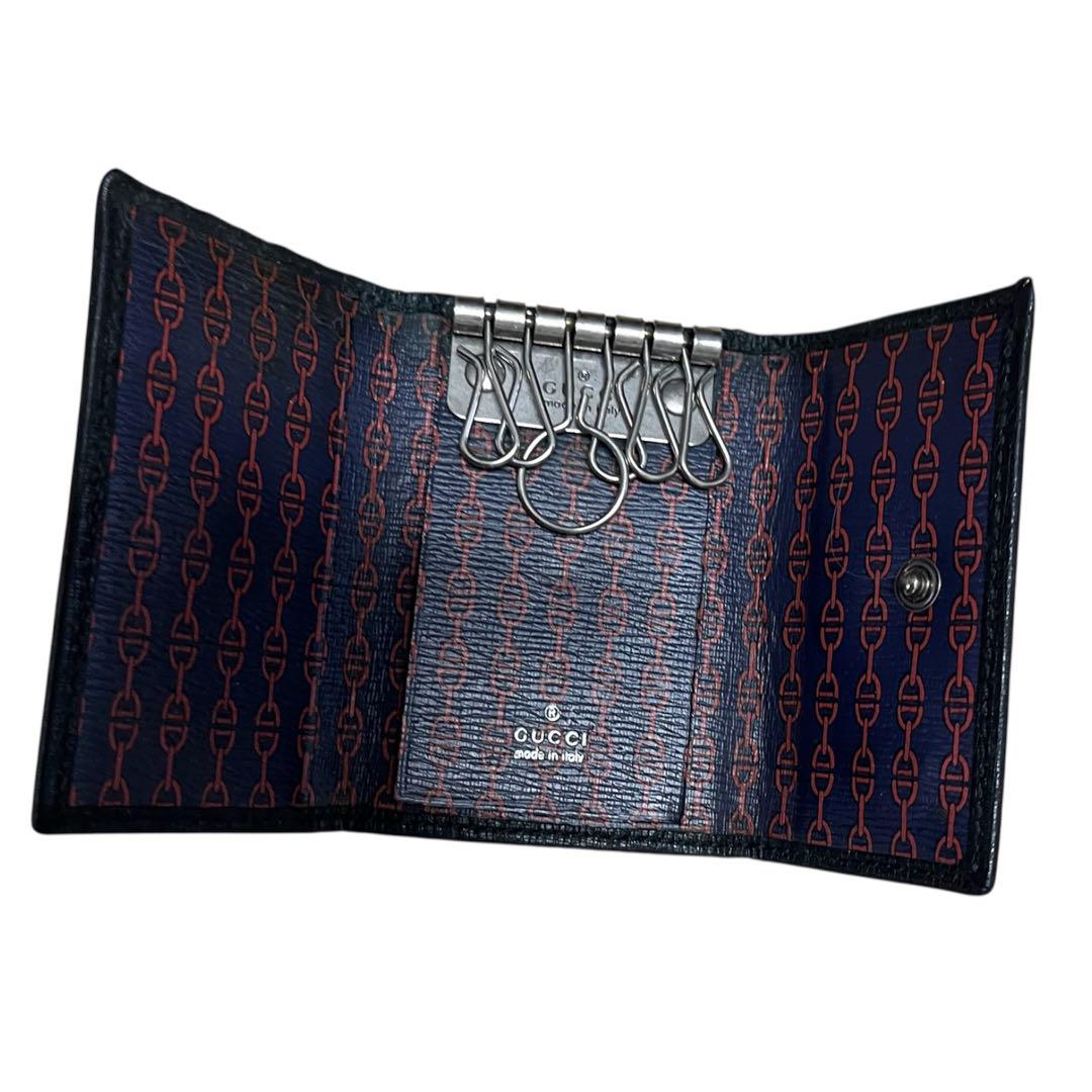 【美品】GUCCI ブラックレザー キーケース Gucci ブラック レザー キーケース - メルカリ