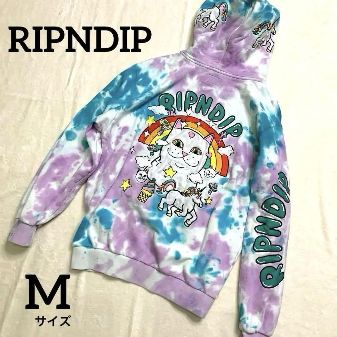希少　リップンディップ　RIPNDIP 刺繍バックロゴ パーカー ユニコーン　M