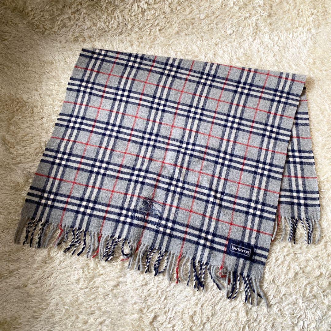 ブランド バーバリー ホースロゴ 刺繍 ウール グレー huVPF-m22108473380 大判 ブランケット ノバチェック いします