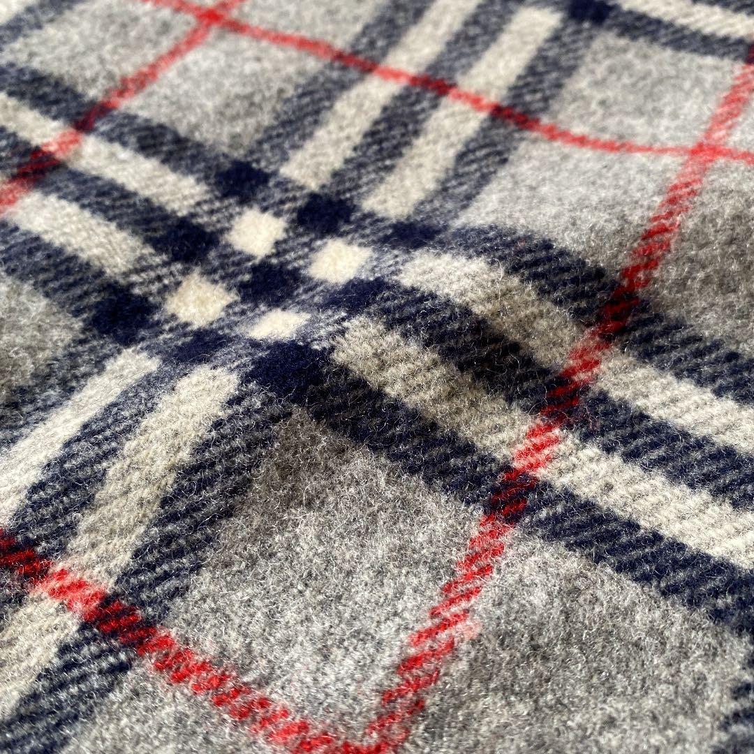 ブランド バーバリー ホースロゴ 刺繍 ウール グレー huVPF-m22108473380 大判 ブランケット ノバチェック いします