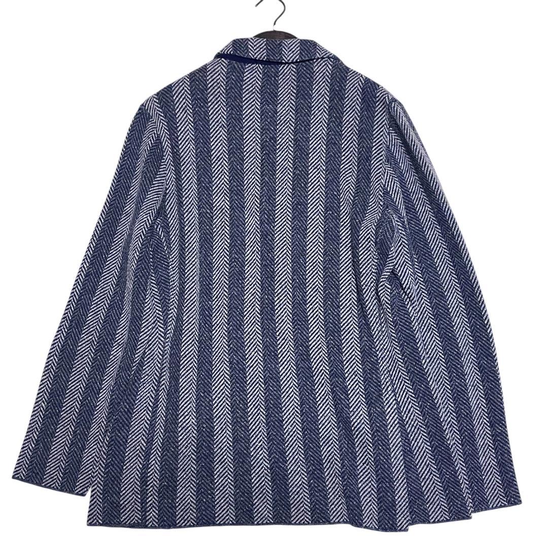 【美品◆伊製】ラルディーニ ニットジャケット L ヘリンボーン ネイビー グレー