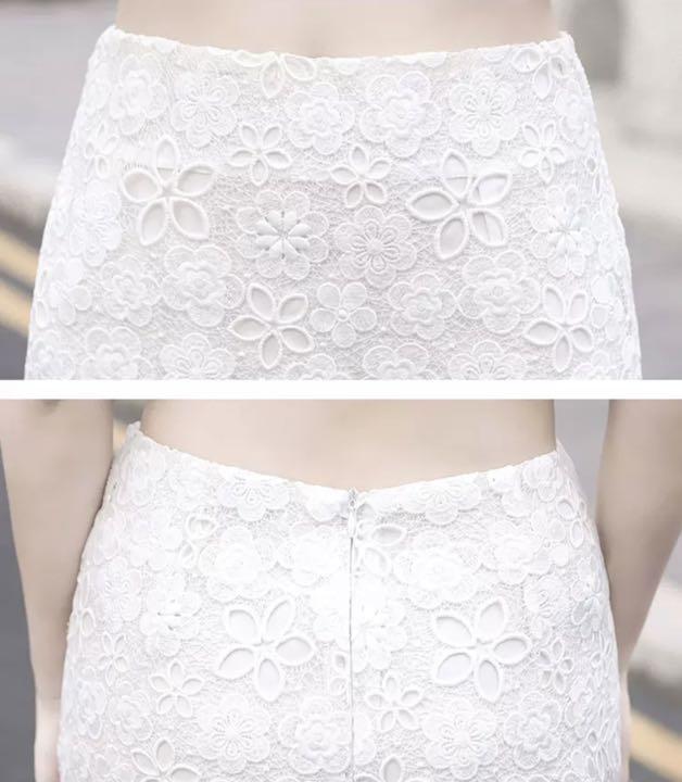 花柄 刺繍 ひざ丈 タイト スカート フェミニン 華やか おしゃれ