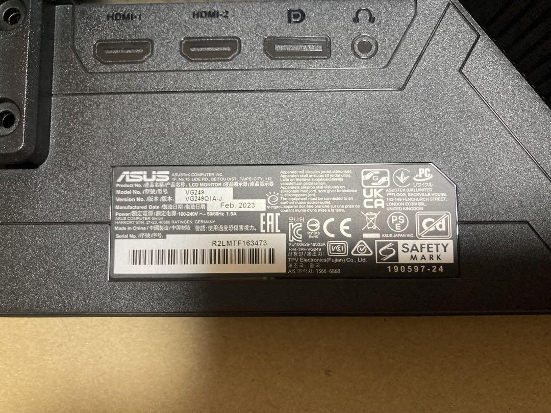 ASUS ゲーミングモニター TUF Gaming VG249Q1A-J　②