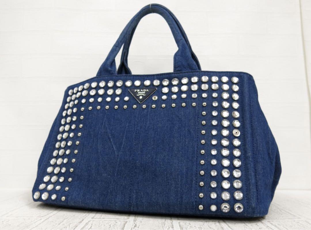 PRADA プラダ　カナパ　デニム　ビジュー