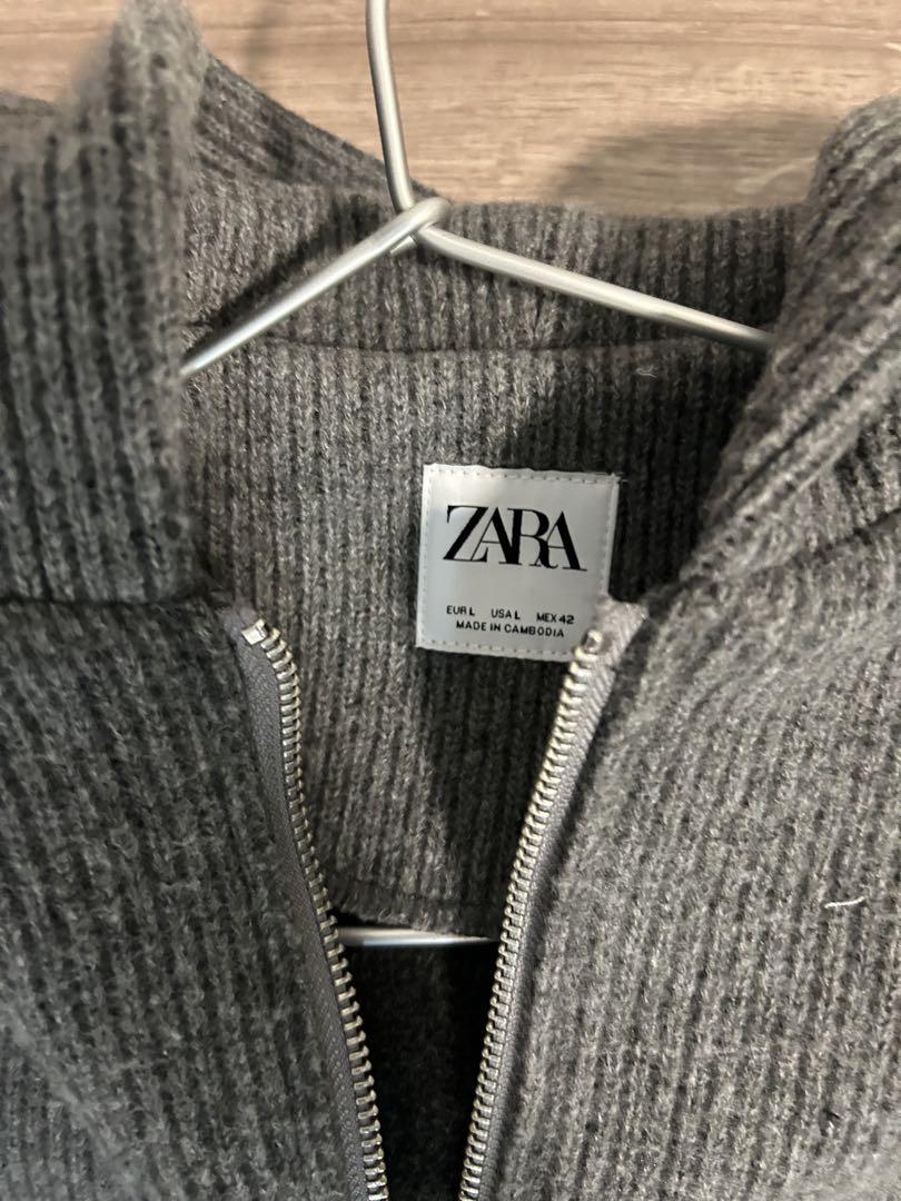 zara テクスチャジップアップフーディー - メルカリ