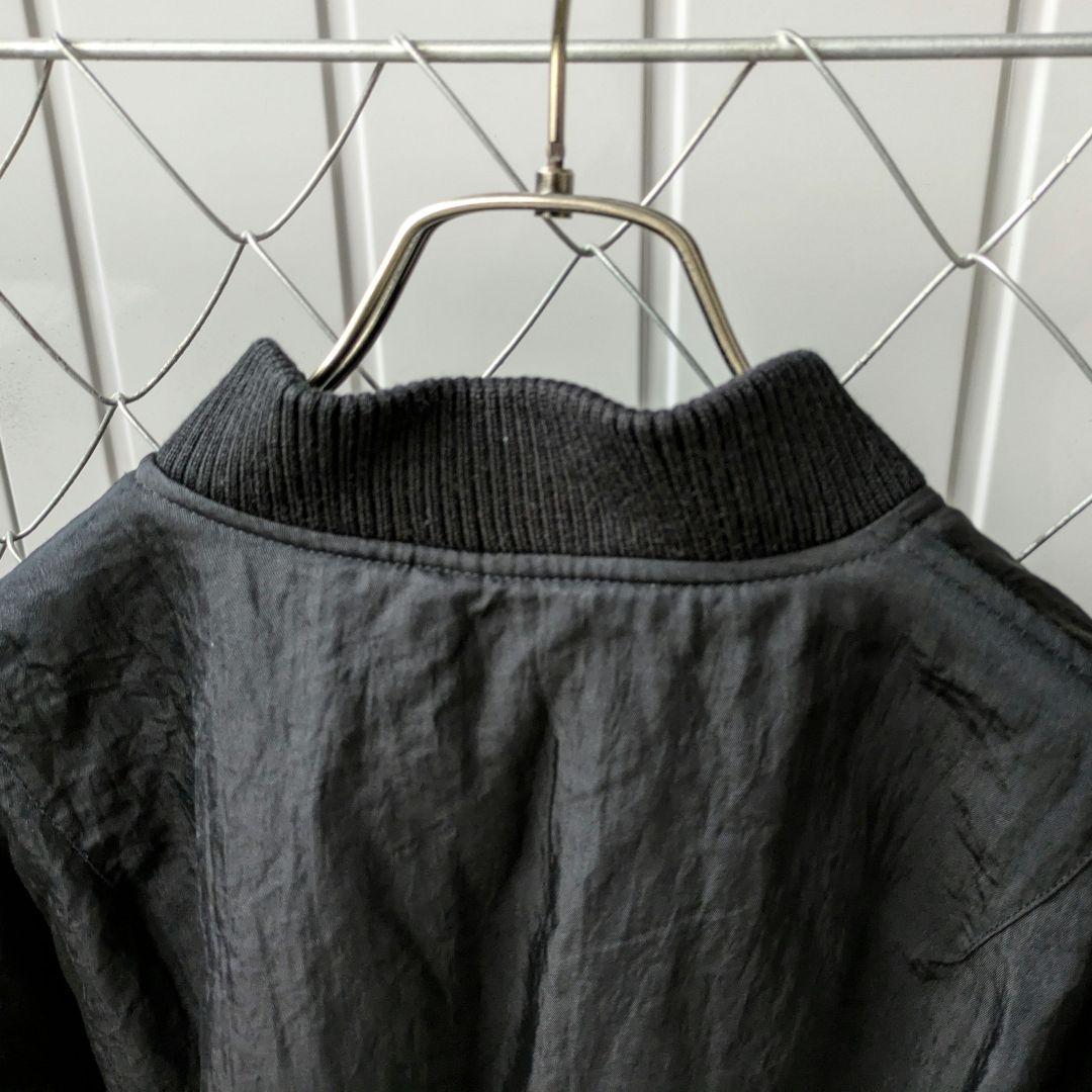 USA製　80s　MA1　ミリタリー　キルティング　刺繍　ワッペン　ブラック　L